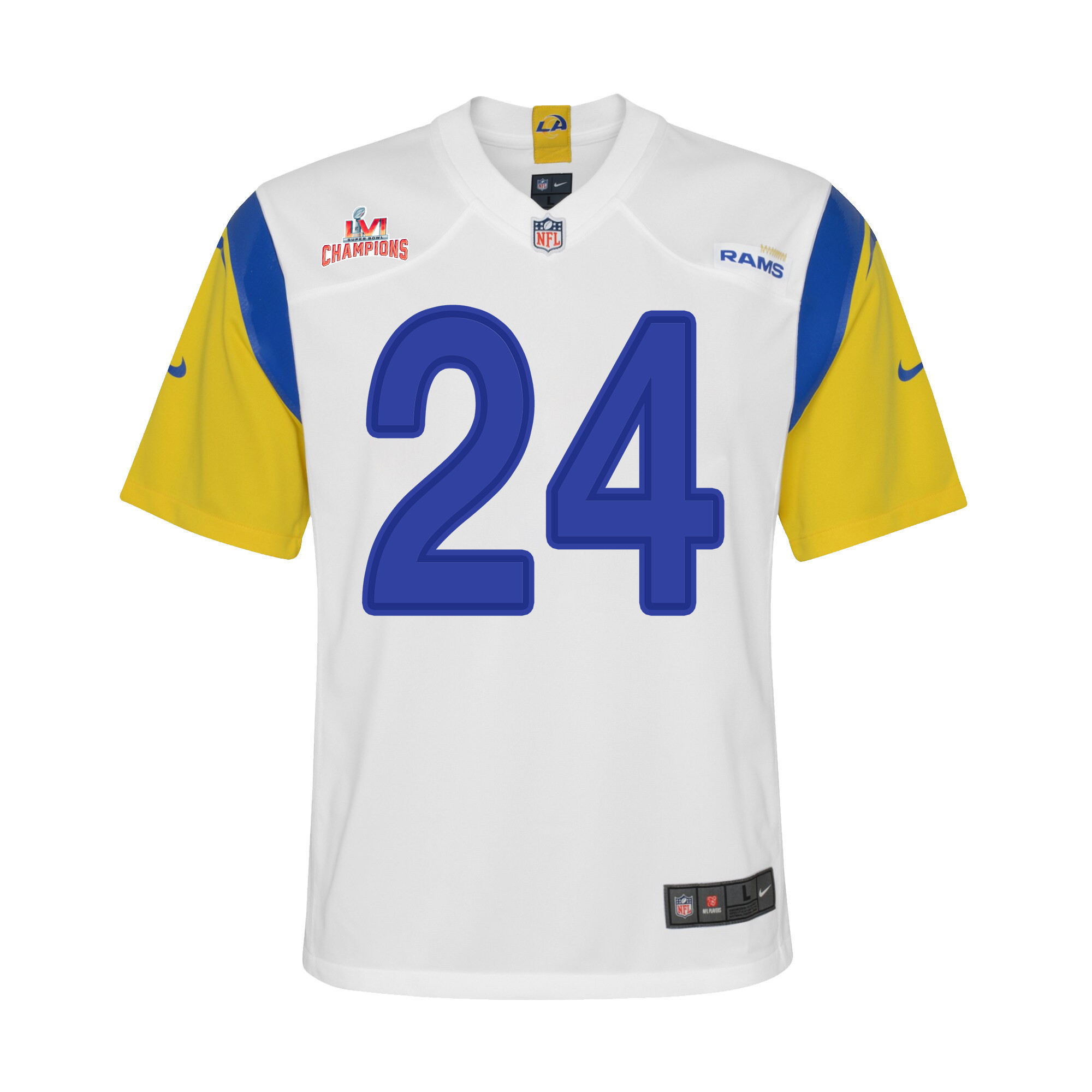 Super Bowl LVI Champions Los Angeles Rams Taylor Rapp 24 White Youth's Jersey Jersey
