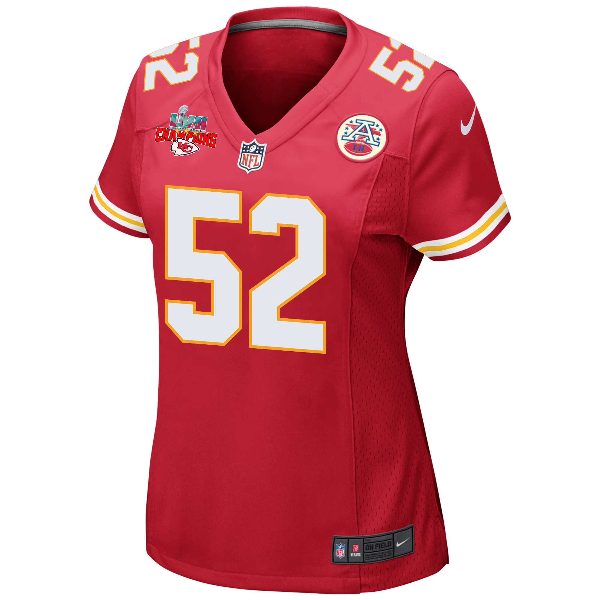 Creed Humphrey 52 Kansas City Chiefs Super Bowl LVII Champions 3 Stars Women Game Jersey - Red