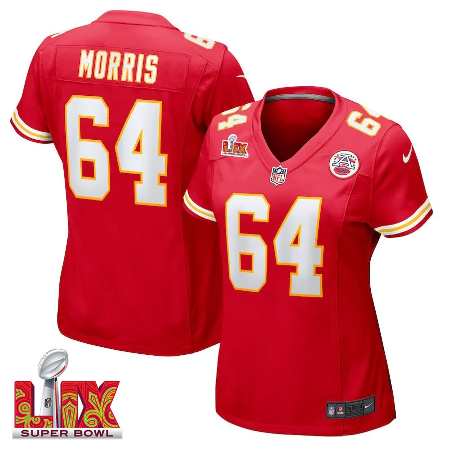 Wanya Morris #64 Kansas City Chiefs Super Bowl LIX Women's Jersey - Red