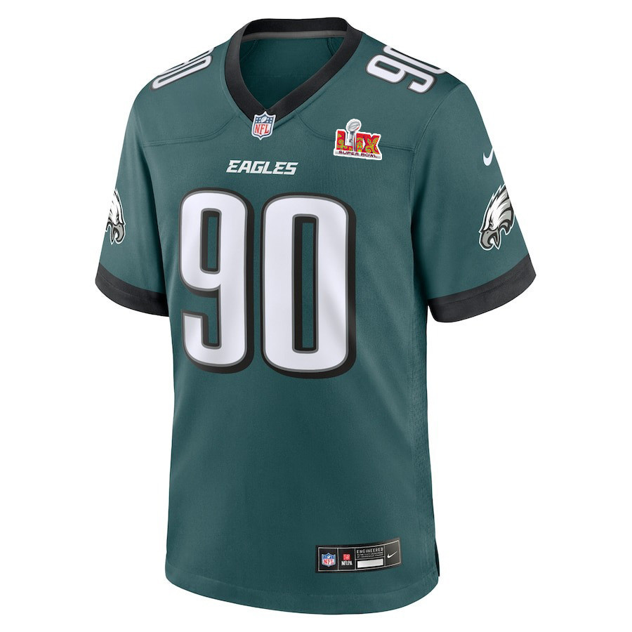Jordan Davis #90 Philadelphia Eagles Super Bowl LIX Jersey - Men's - Midnight Green