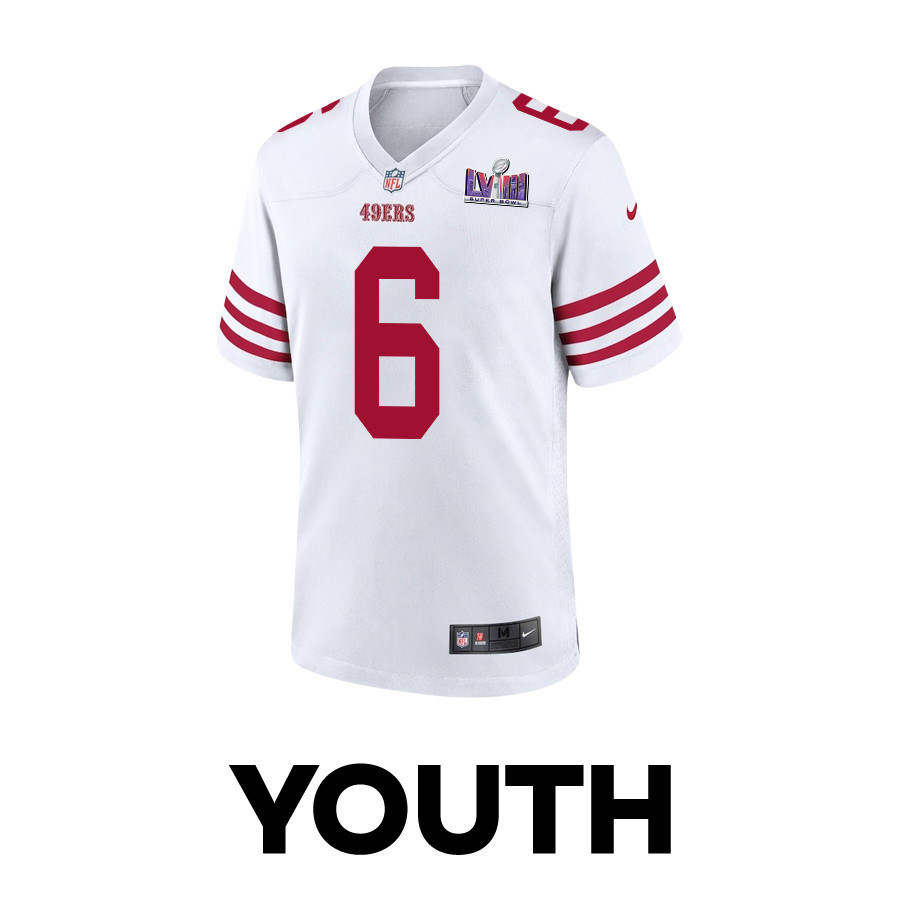 Danny Gray 6 San Francisco 49ers Super Bowl LVIII Patch Game YOUTH Jersey - White