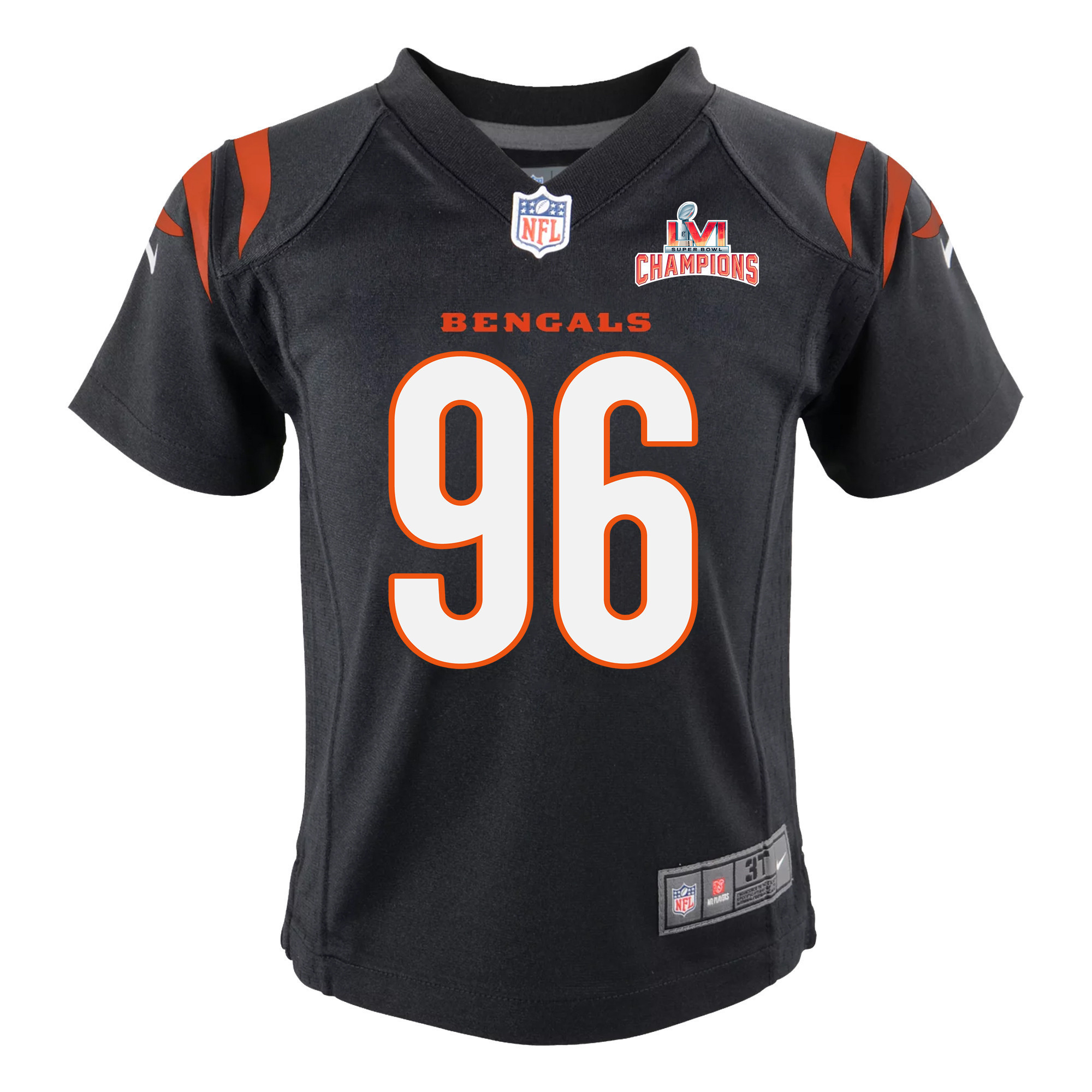 Super Bowl LVI Champions Cincinnati Bengals Cam Sample 96 Black Youth's Jersey Jersey