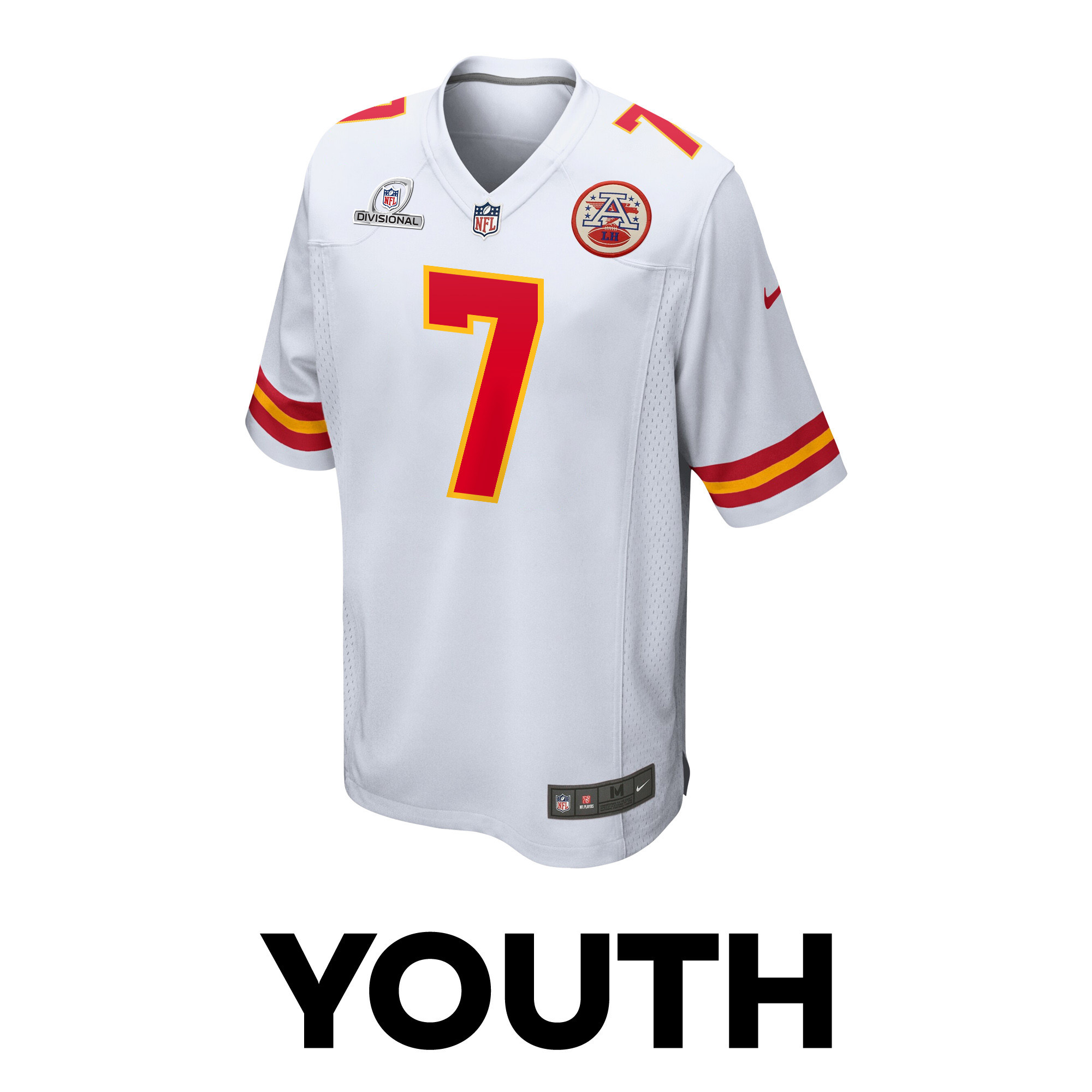 Harrison Butker 7 Kansas City Chiefs Super Bowl LVIII Patch Game YOUTH Jersey - White