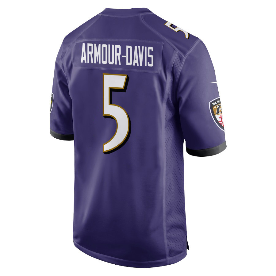 Jalyn Armour-Davis 5 Baltimore Ravens Super Bowl LIX New Orleans Patch Game Men Jersey - Purple