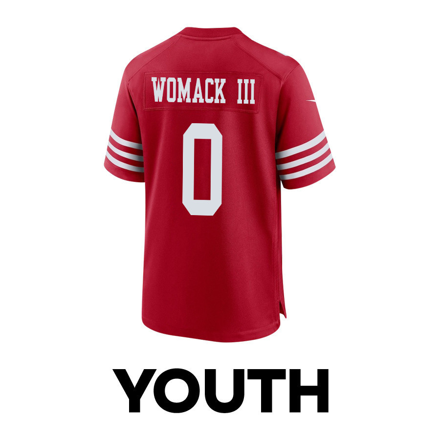 Samuel Womack III 0 San Francisco 49ers Super Bowl LVIII Patch Game YOUTH Jersey - Scarlet