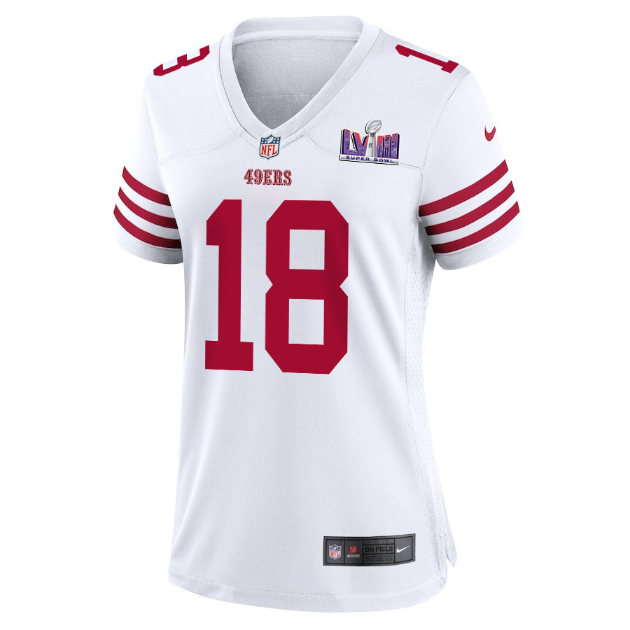 Mitch Wishnowsky 18 San Francisco 49ers Super Bowl LVIII Patch Game Women Jersey - White