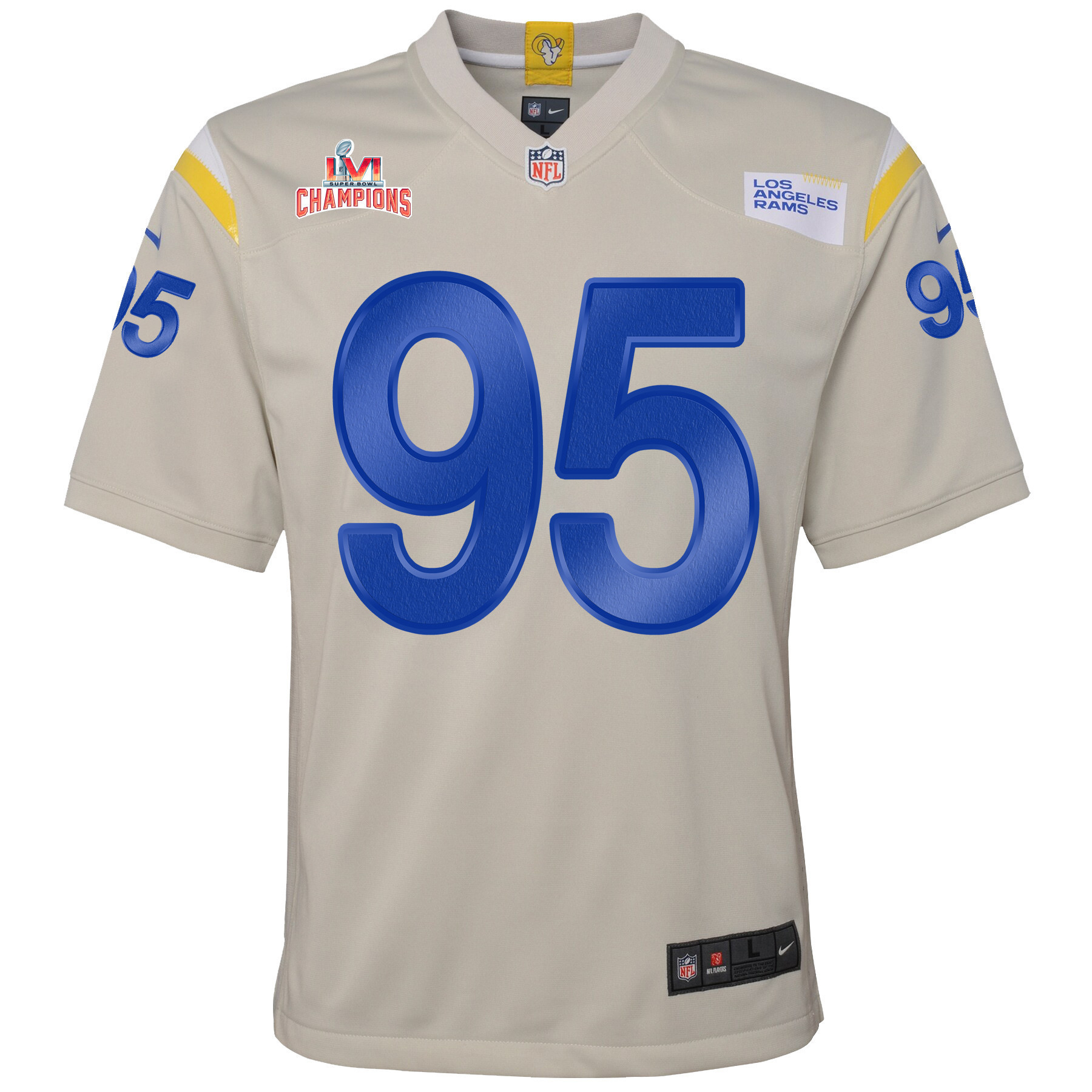Super Bowl LVI Champions Los Angeles Rams Bobby Brown III 95 Bone Youth's Jersey Jersey