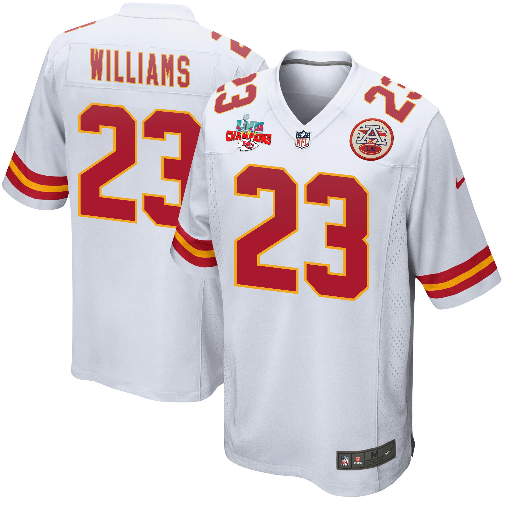 Joshua Williams 23 Kansas City Chiefs Super Bowl LVII Champions 3 Stars Men Game Jersey - White