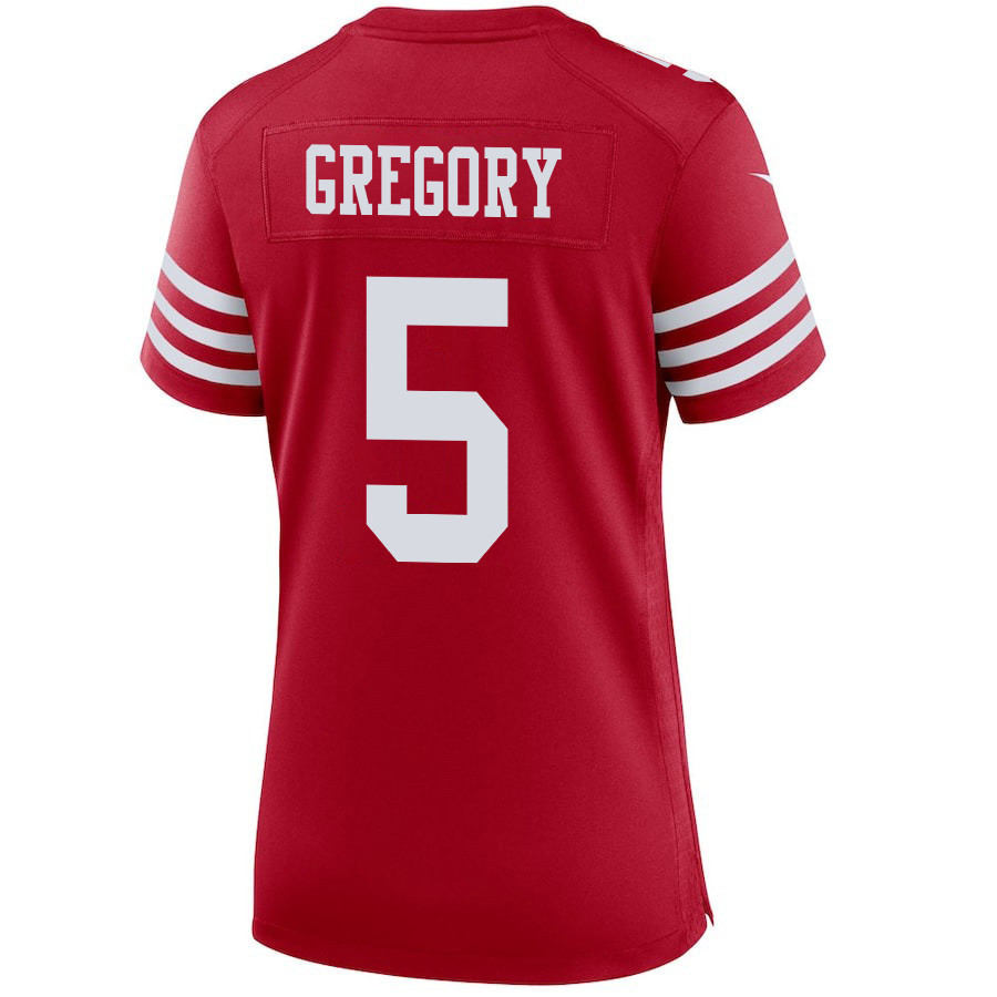 Randy Gregory 5 San Francisco 49ers Super Bowl LVIII Patch Game Women Jersey - Scarlet