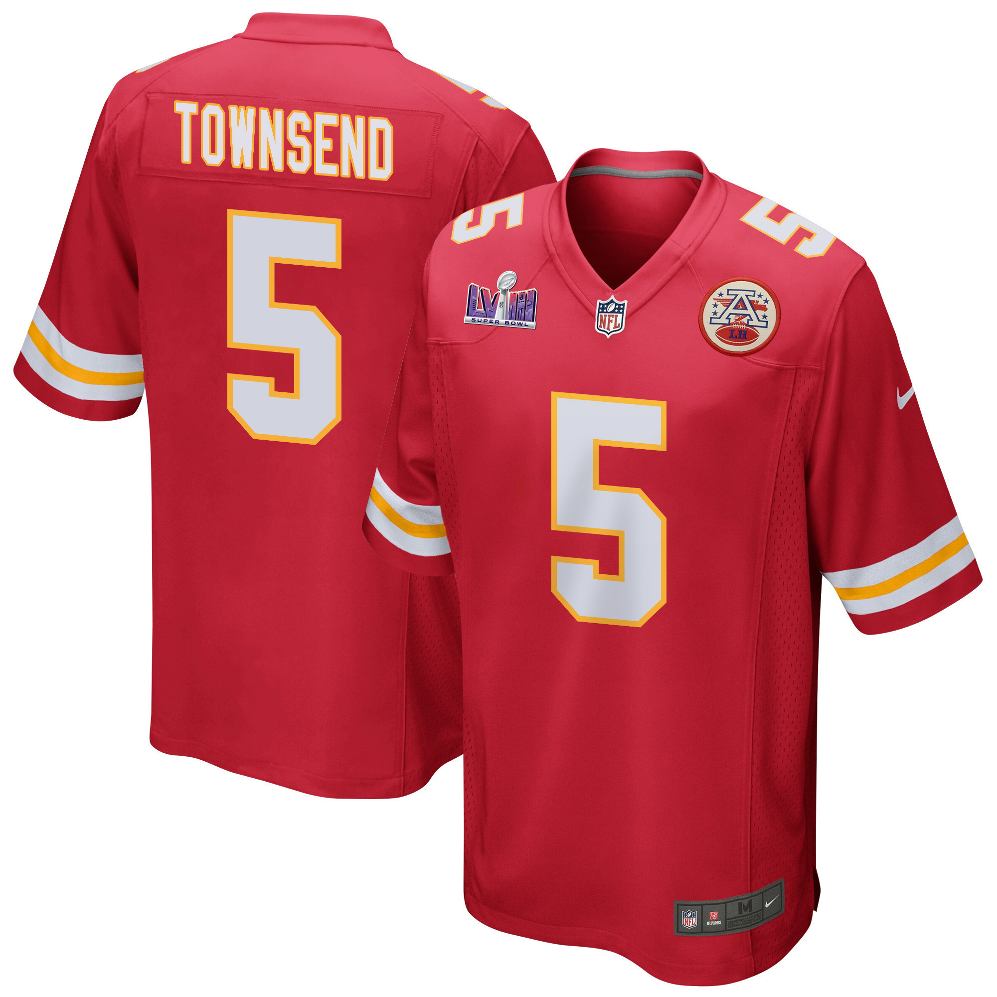 Tommy Townsend 5 Kansas City Chiefs Super Bowl LVIII Patch Game Men Jersey - Red