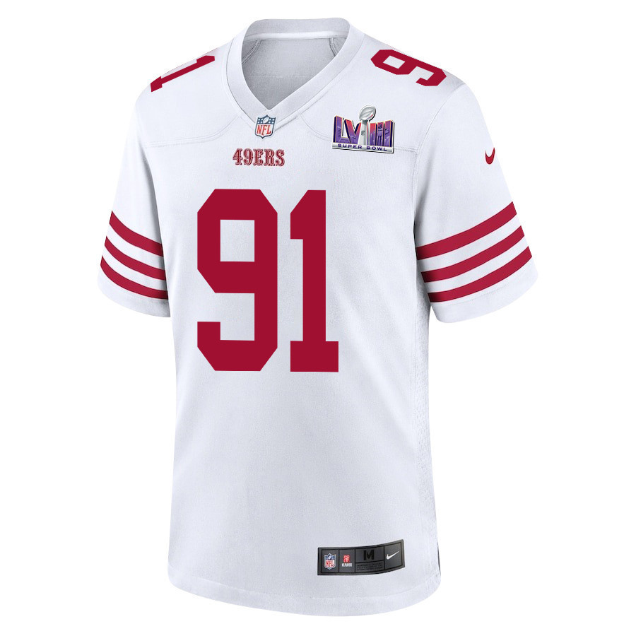Arik Armstead 91 San Francisco 49ers Super Bowl LVIII Patch Game Men Jersey - White