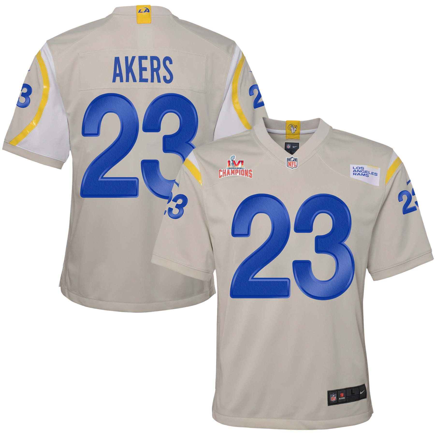 Super Bowl LVI Champions Los Angeles Rams Cam Akers 23 Bone Youth's Jersey Jersey