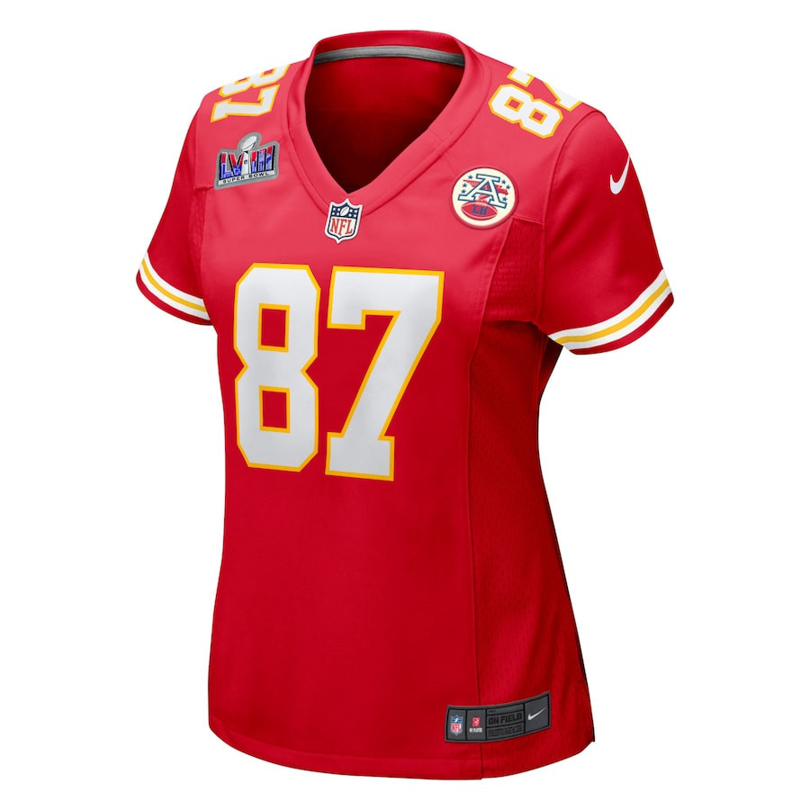 Travis Kelce 87 Kansas City Chiefs Super Bowl LVIII Patch Fashion Game Jersey - Red