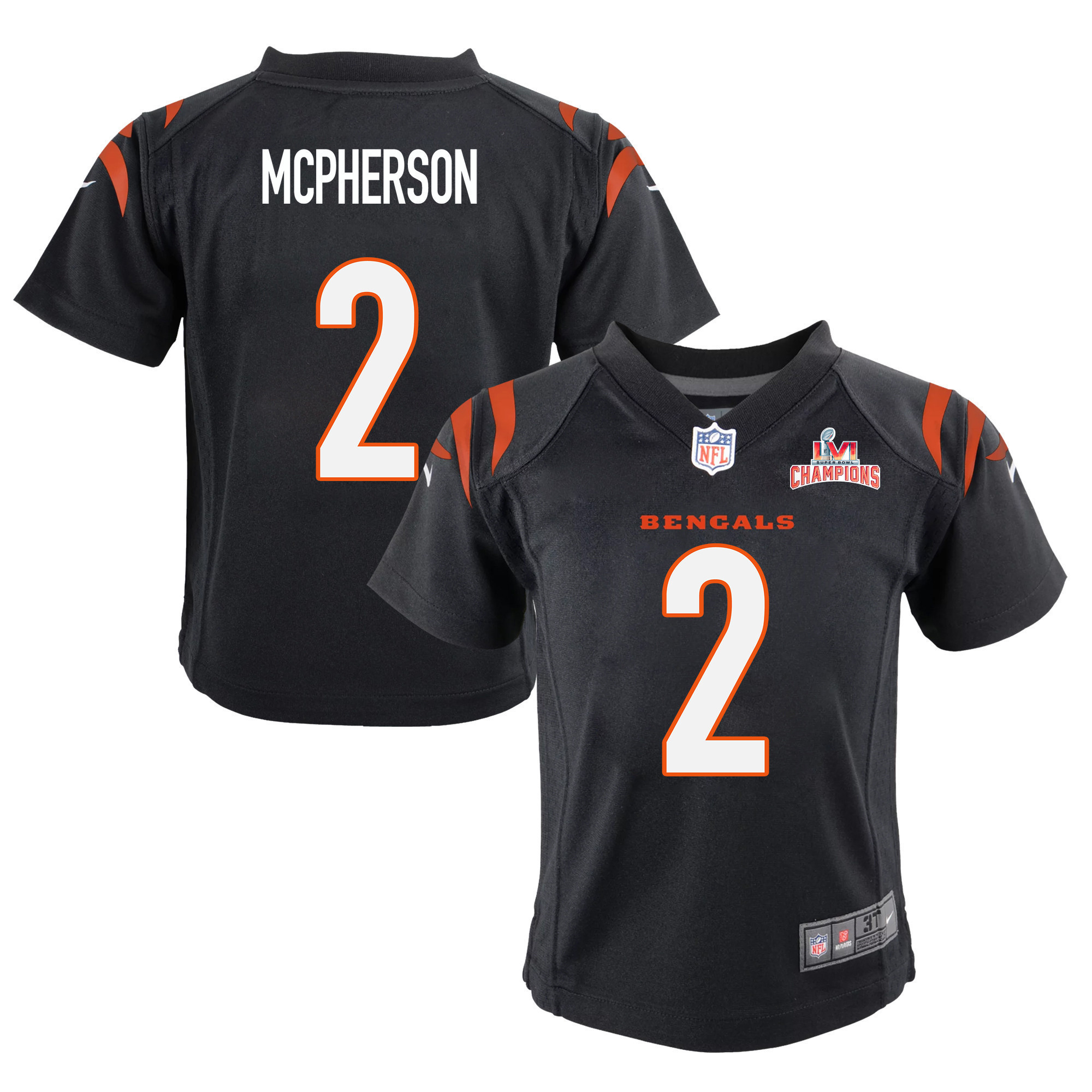 Super Bowl LVI Champions Cincinnati Bengals Evan McPherson 2 Black Youth's Jersey Jersey