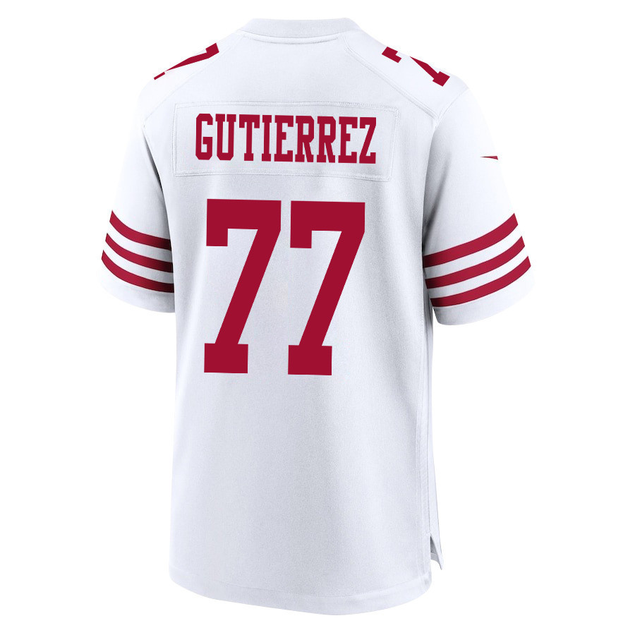 Alfredo Gutierrez 77 San Francisco 49ers Super Bowl LVIII Patch Game Men Jersey - White