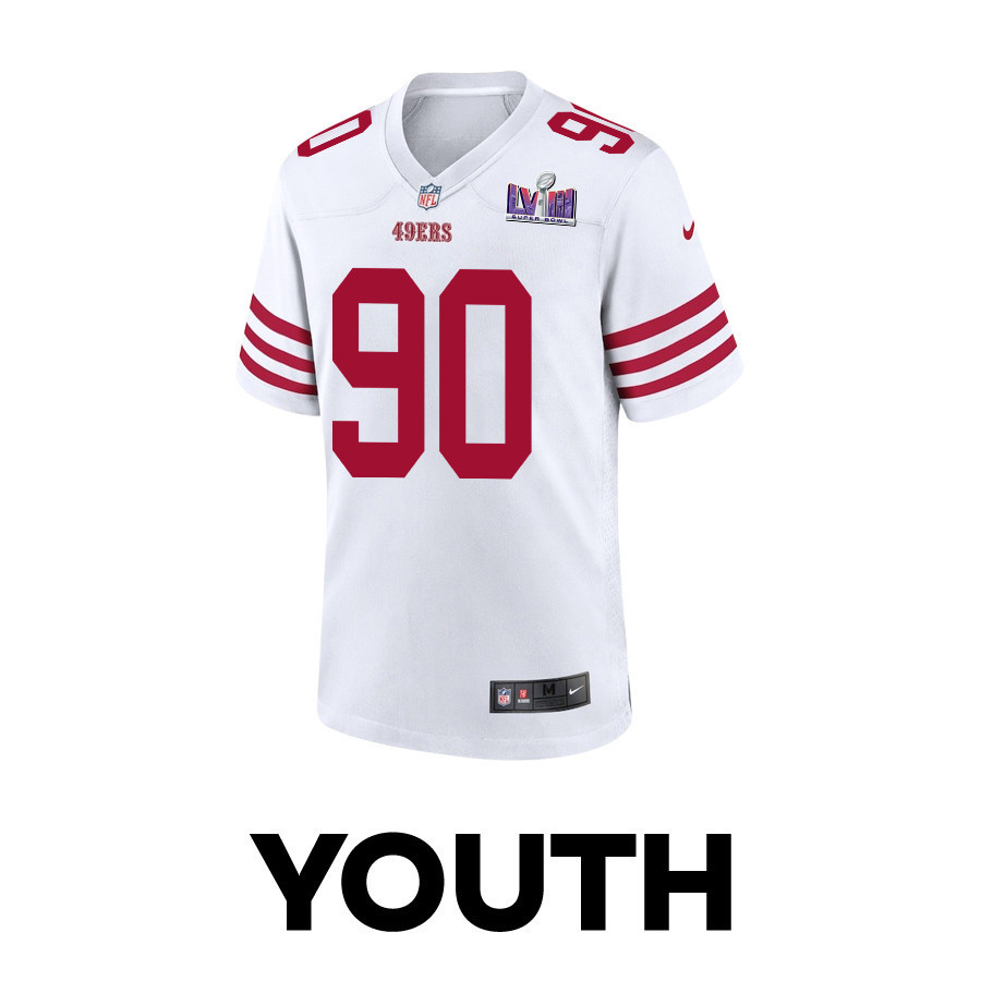Kevin Givens 90 San Francisco 49ers Super Bowl LVIII Patch Game YOUTH Jersey - White
