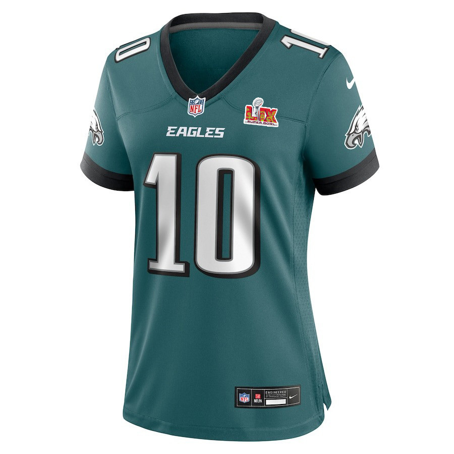 Braden Mann #10 Philadelphia Eagles Super Bowl LIX Women's Jersey - Midnight Green