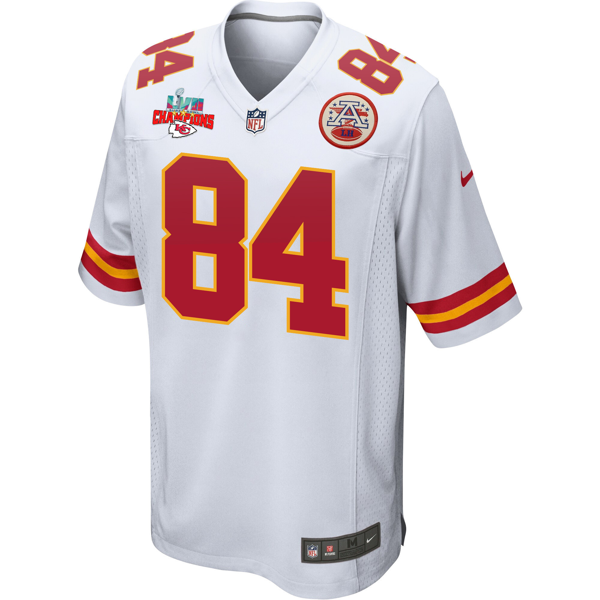 Justin Watson 84 Kansas City Chiefs Super Bowl LVII Champions 3 Stars Men Game Jersey - White