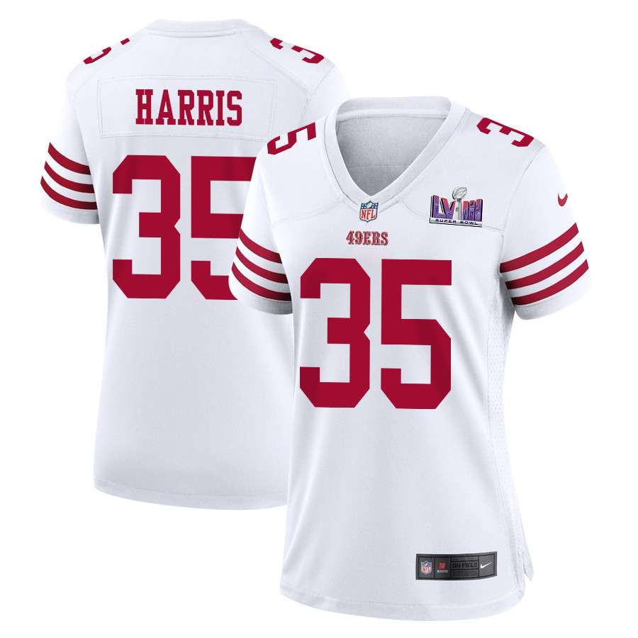 Erik Harris 35 San Francisco 49ers Super Bowl LVIII Patch Game Women Jersey - White