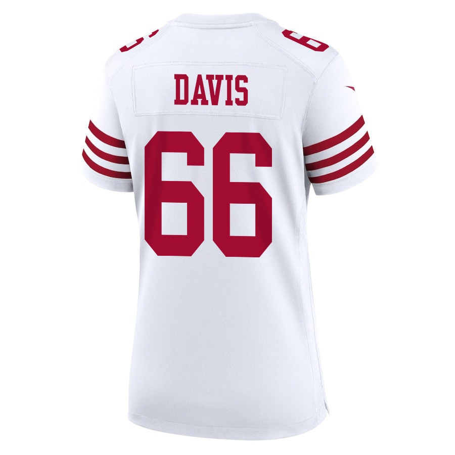 Jesse Davis 66 San Francisco 49ers Super Bowl LVIII Patch Game Women Jersey - White