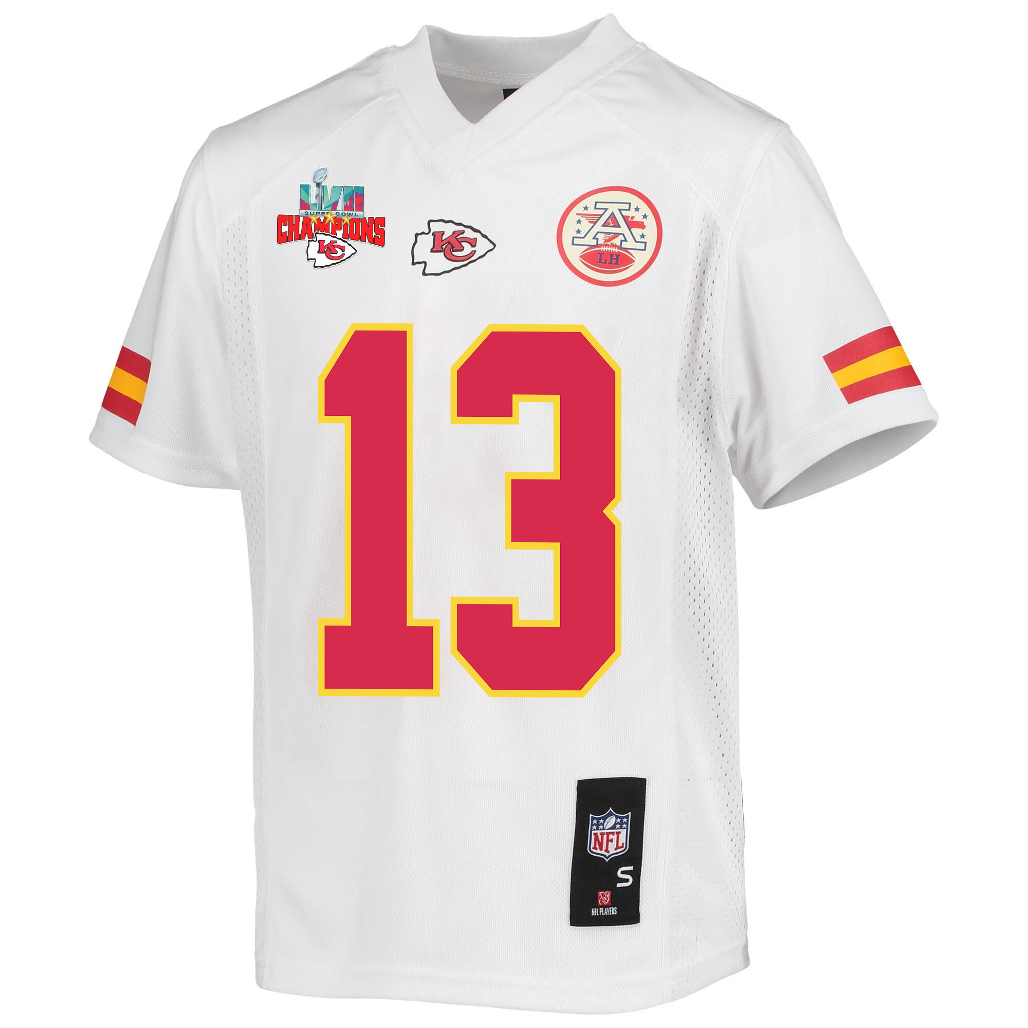 Nazeeh Johnson 13 Kansas City Chiefs Super Bowl LVII Champions 3 Stars Youth Game Jersey - White