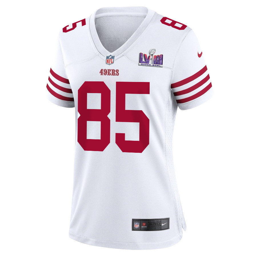 George Kittle 85 San Francisco 49ers Super Bowl LVIII Patch Game Women Jersey - White