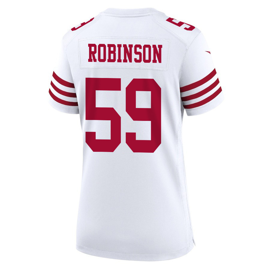Curtis Robinson 59 San Francisco 49ers Super Bowl LVIII Patch Game Women Jersey - White