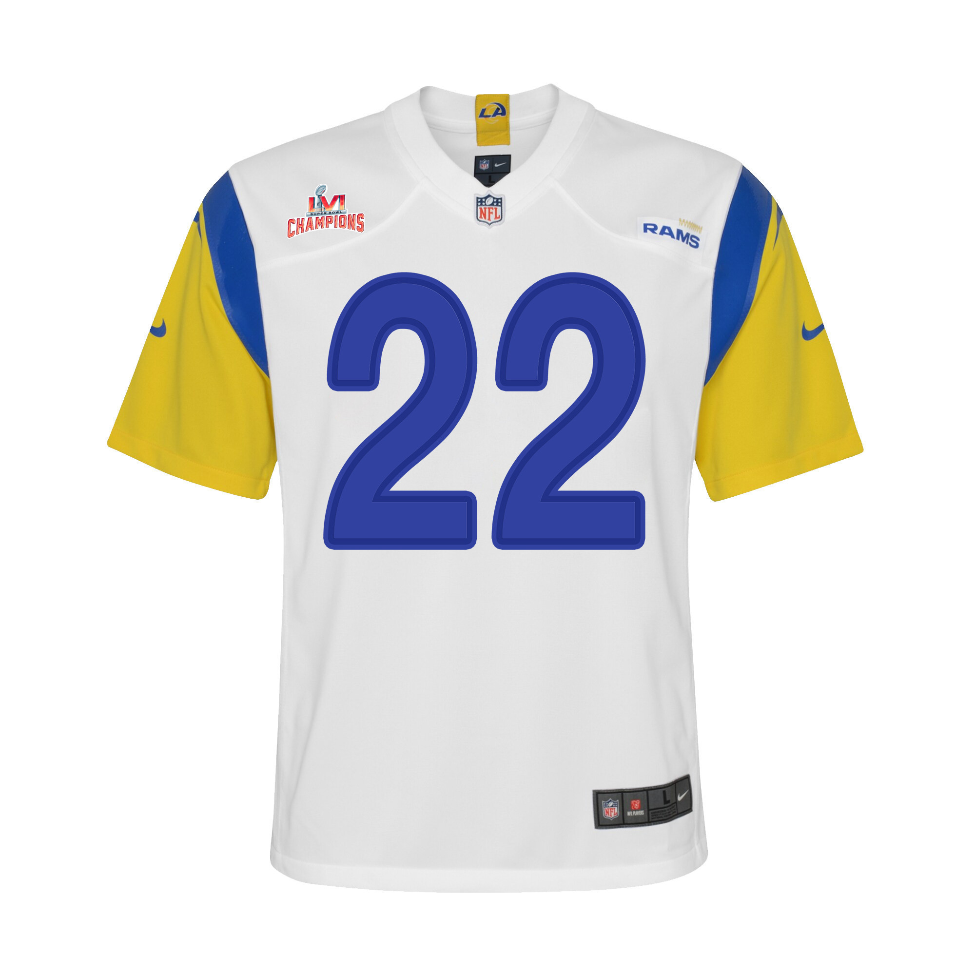 Super Bowl LVI Champions Los Angeles Rams David Long Jr. 22 White Youth's Jersey Jersey