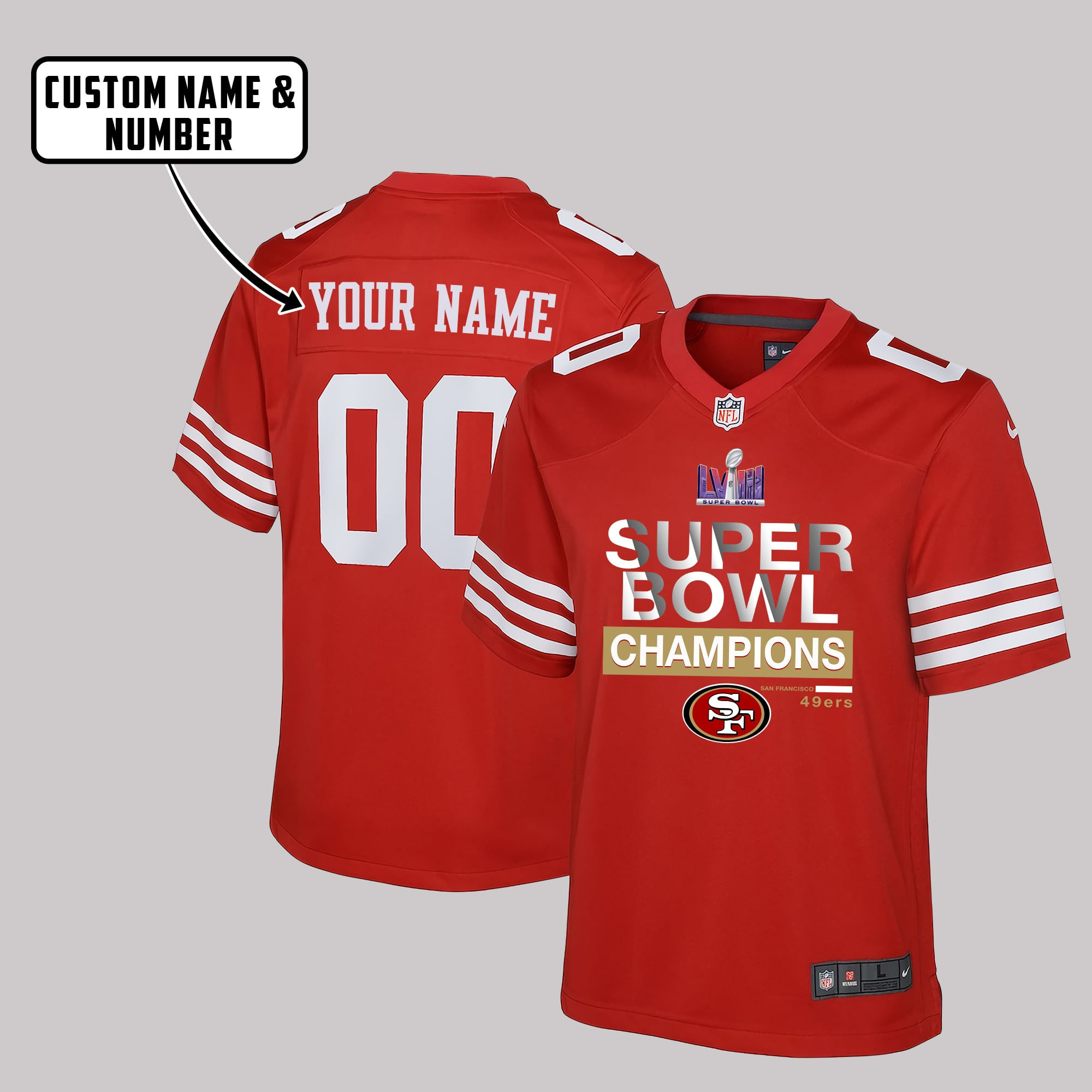 San Francisco 49ers Super Bowl LVIII Game Style YOUTH Jersey - Red V1