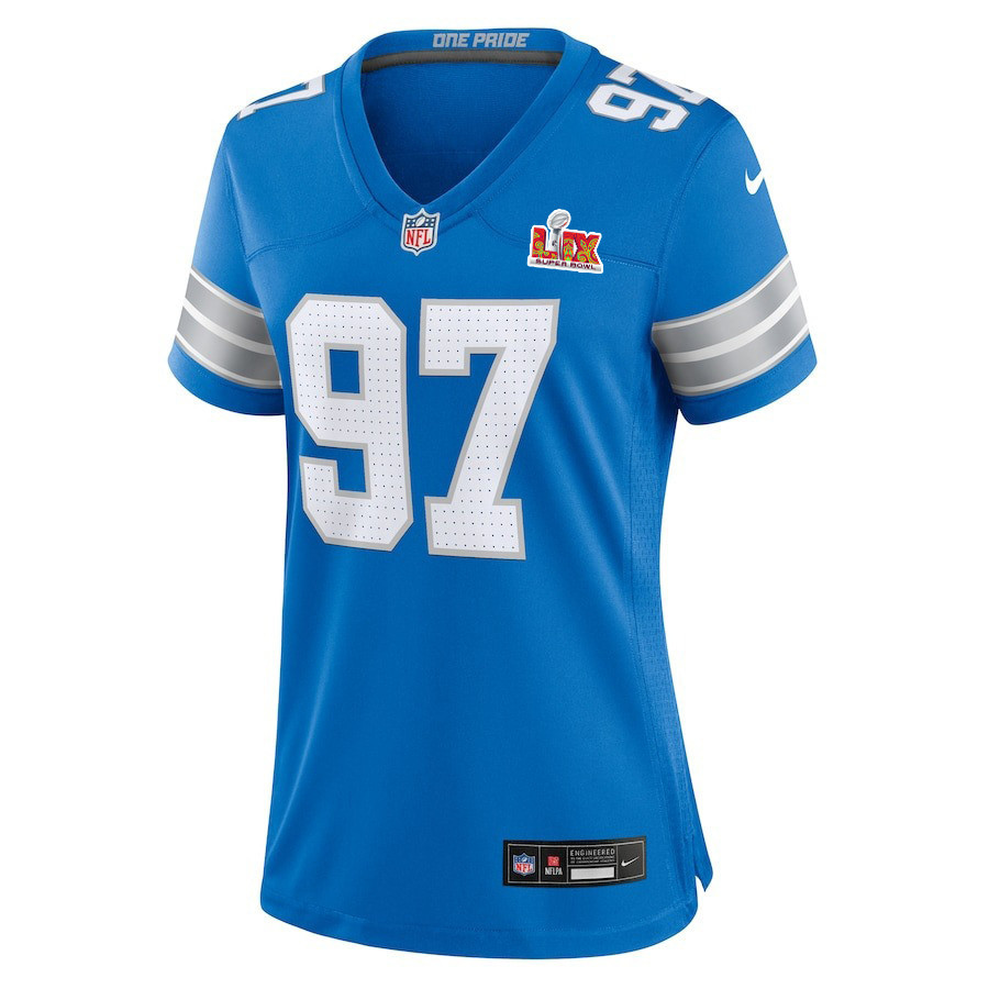 Aidan Hutchinson #97 Detroit Lions Super Bowl LIX Women's Jersey - Blue