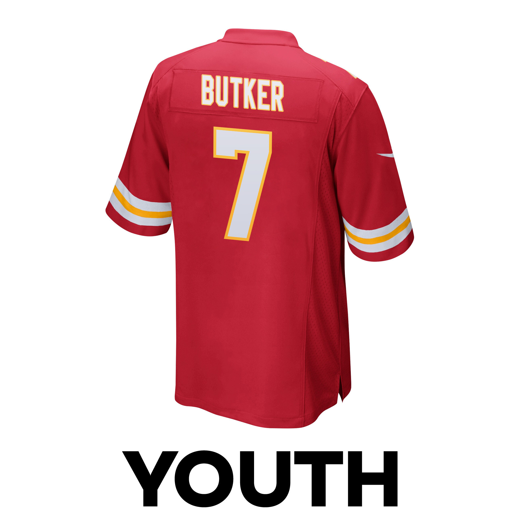 Harrison Butker 7 Kansas City Chiefs Super Bowl LVIII Champions 4X Game YOUTH Jersey - Red