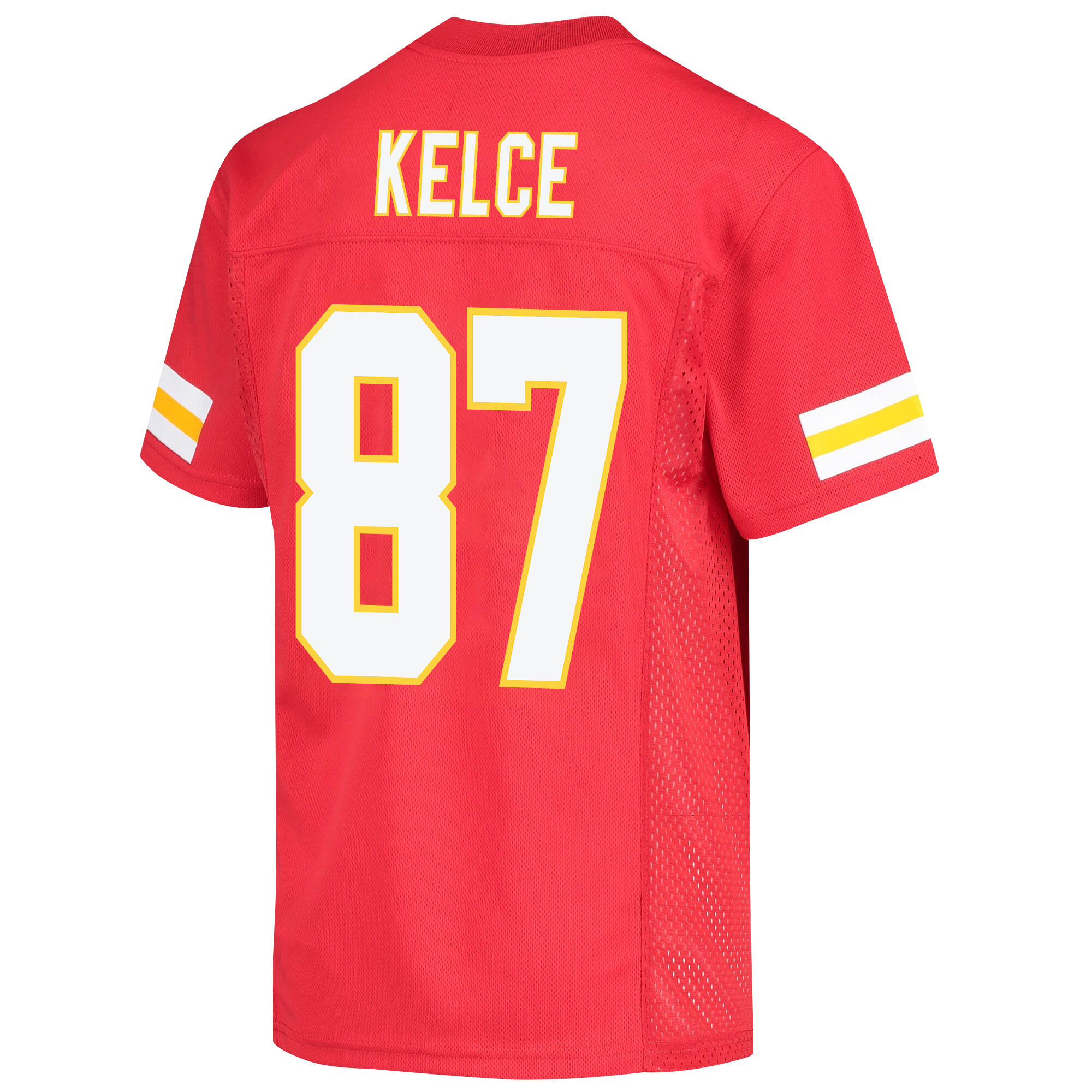 Travis Kelce 87 Kansas City Chiefs Super Bowl LVII Champions 3 Stars Youth Game Jersey - Red