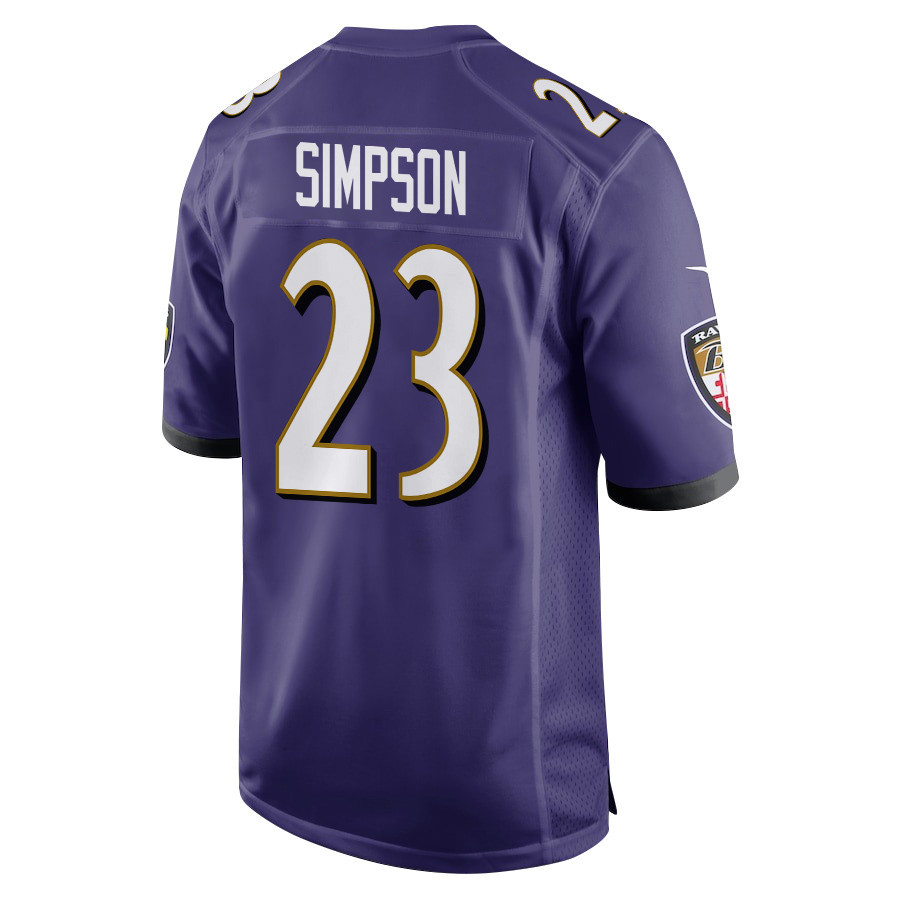 Trenton Simpson 23 Baltimore Ravens Super Bowl LIX New Orleans Patch Game Men Jersey - Purple