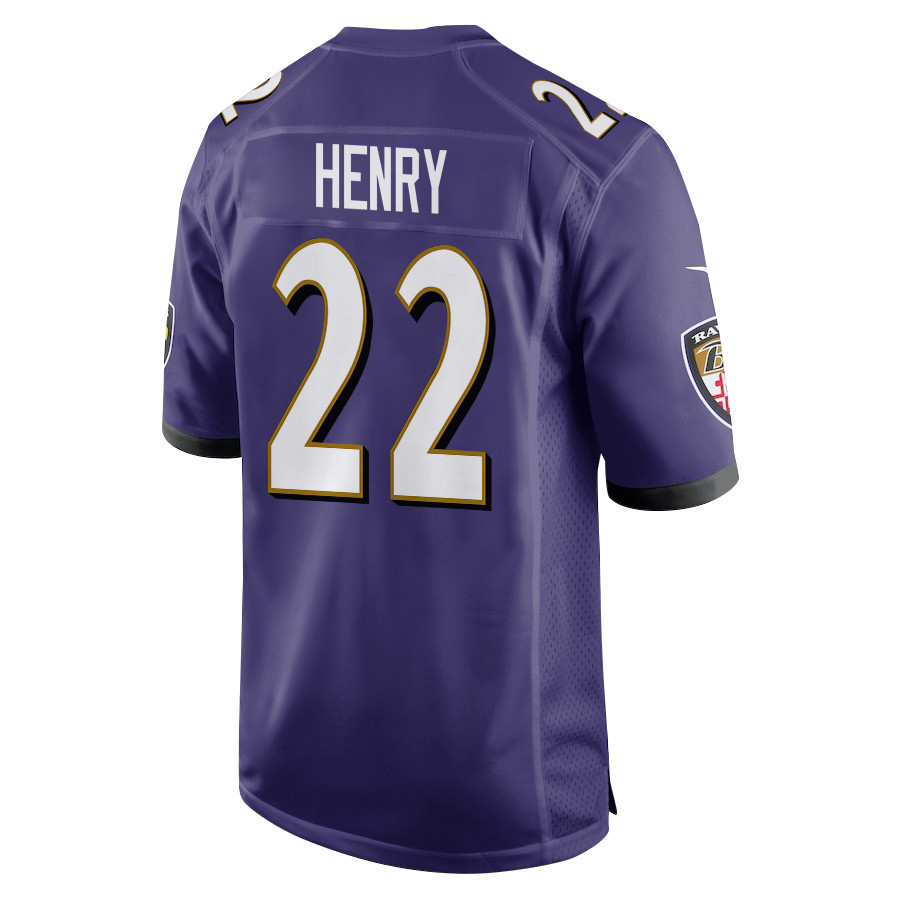 Derrick Henry 22 Baltimore Ravens Super Bowl LIX New Orleans Patch Game Men Jersey - Purple