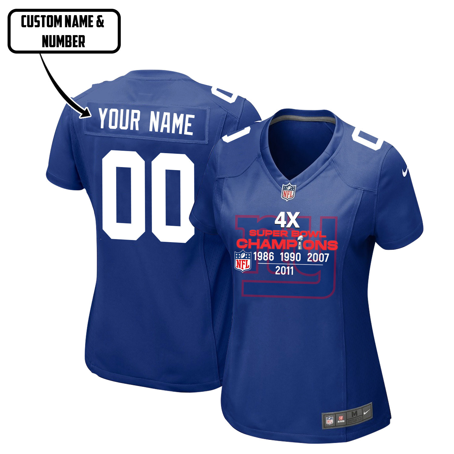 New York Giants 4X Super Bowl Champions Jersey - Women, Royal