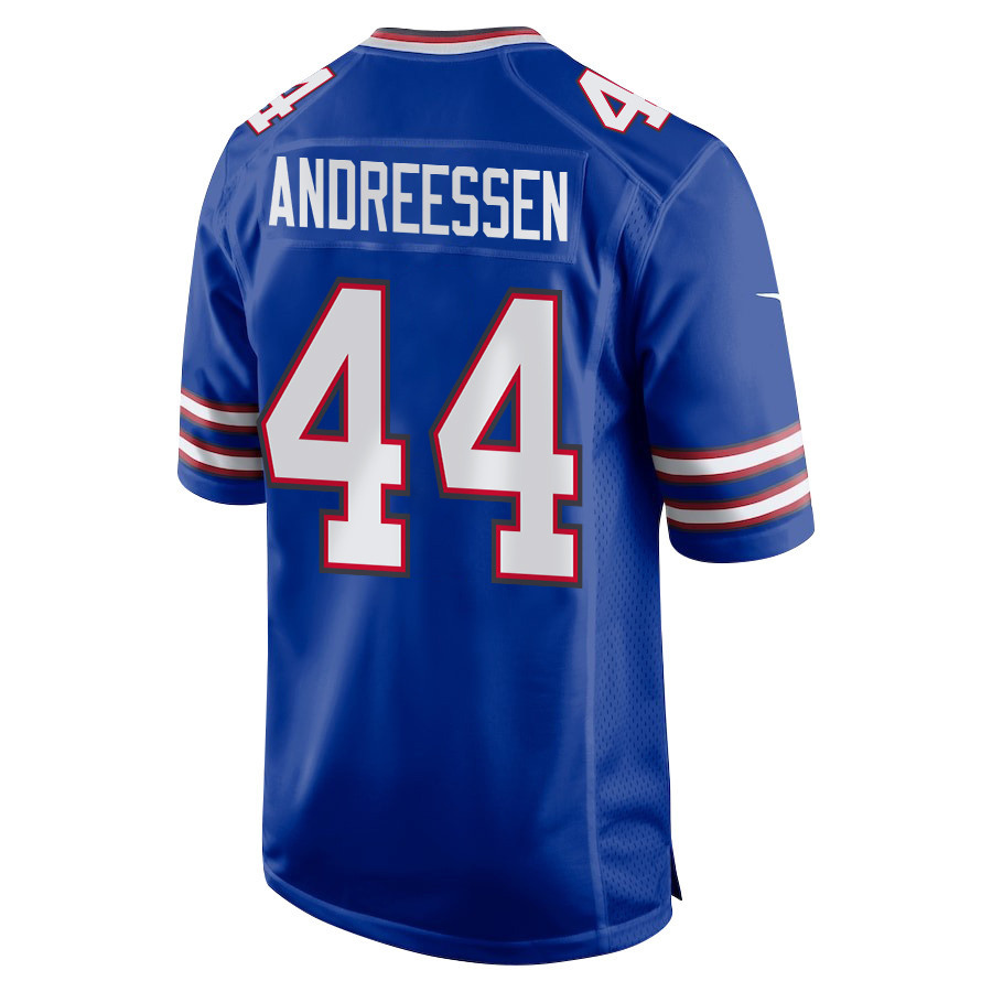 Joe Andreessen 44 Buffalo Bills Super Bowl LIX New Orleans Patch Game Men Jersey - Royal