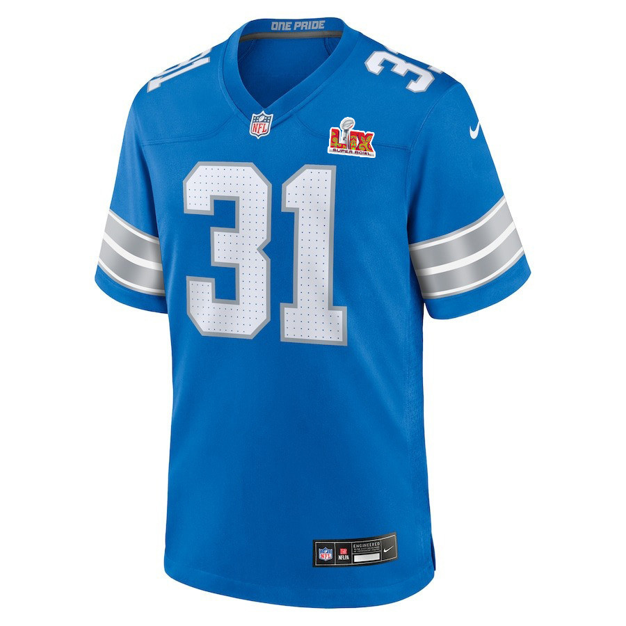 Kerby Joseph #31 Detroit Lions Super Bowl LIX Jersey - Men's - Blue