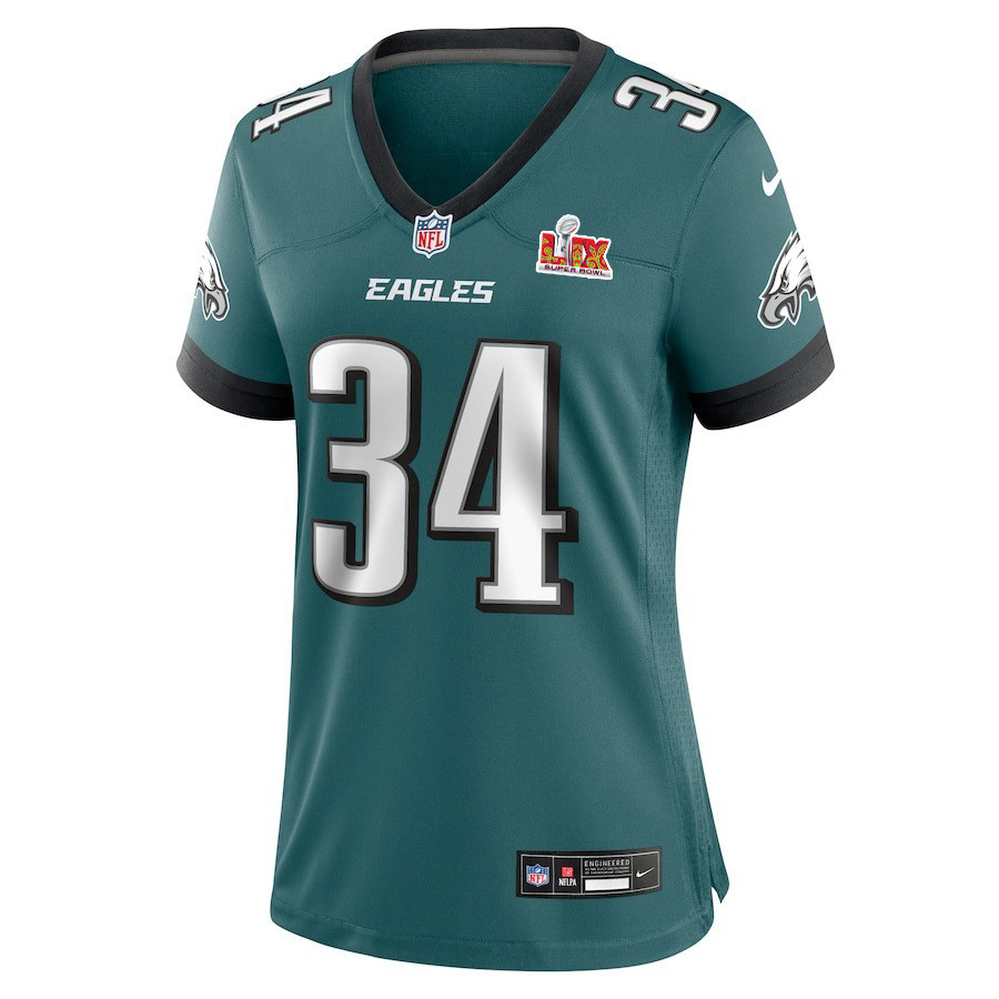 Isaiah Rodgers #34 Philadelphia Eagles Super Bowl LIX Women's Jersey - Midnight Green