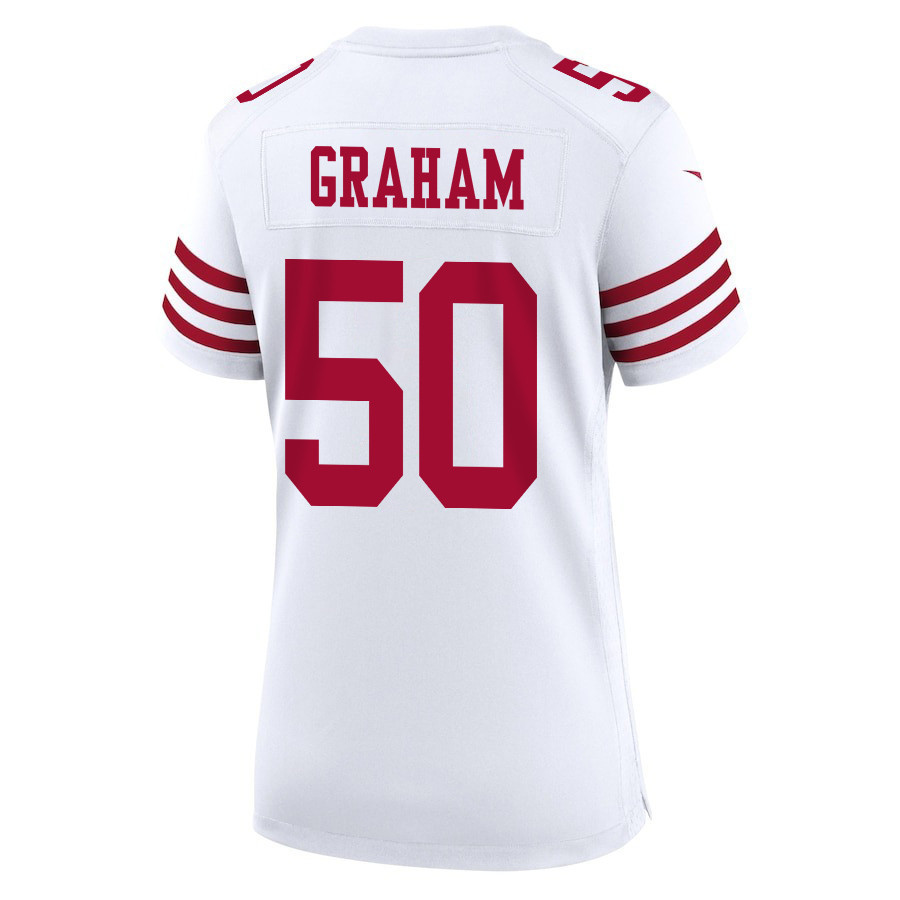 Jalen Graham 50 San Francisco 49ers Super Bowl LVIII Patch Game Women Jersey - White