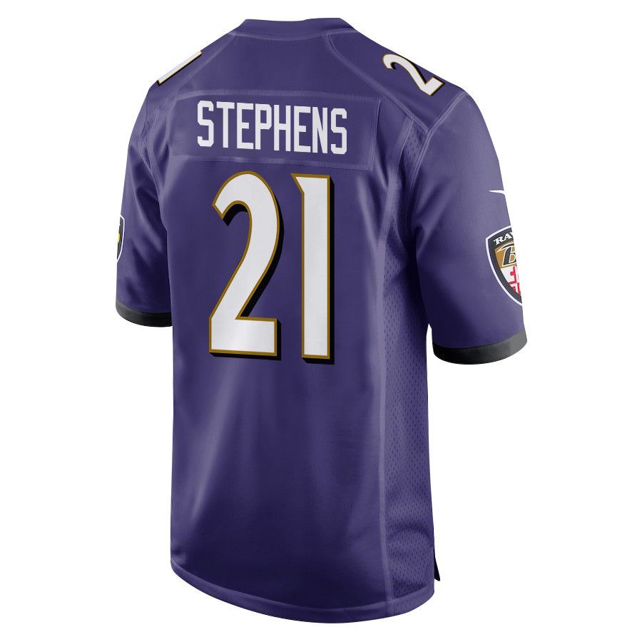 Brandon Stephens 21 Baltimore Ravens Super Bowl LIX New Orleans Patch Game Men Jersey - Purple