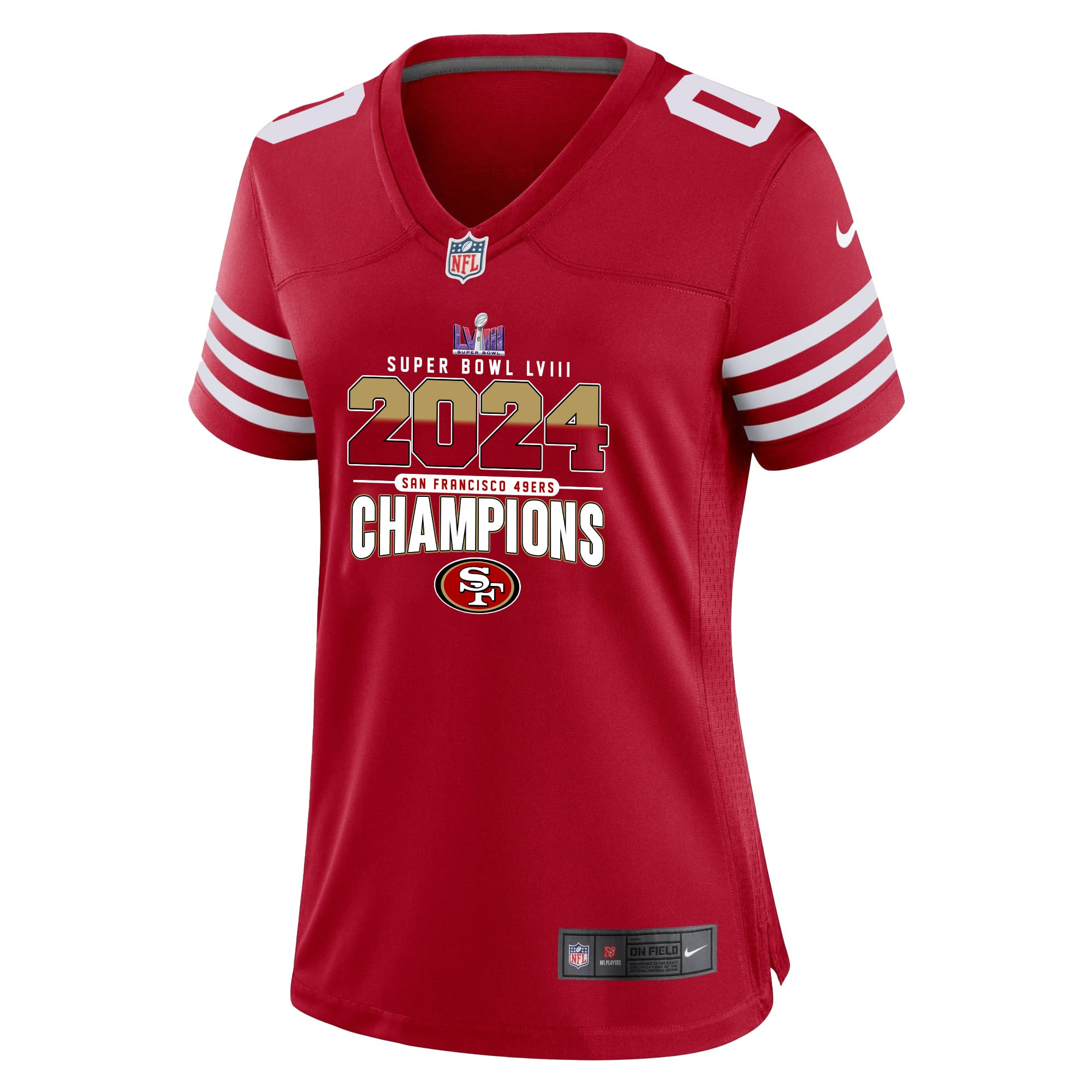 San Francisco 49ers Super Bowl LVIII 2024 Game Jersey - Women, Red V5