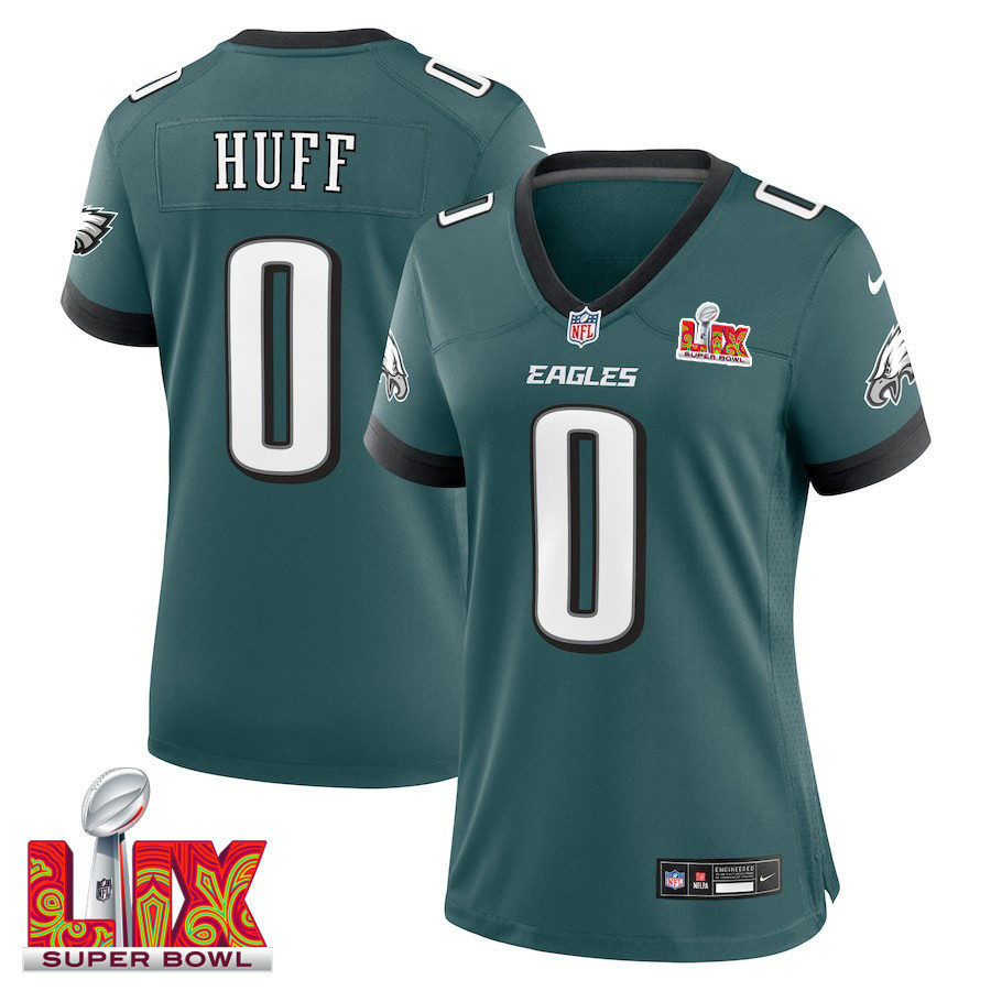 Bryce Huff #0 Philadelphia Eagles Super Bowl LIX Women's Jersey - Midnight Green