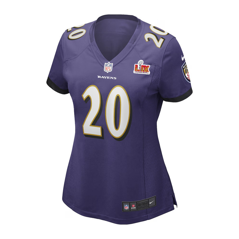 Ed Reed #20 Baltimore Ravens Super Bowl LIX Women's Jersey - Purple