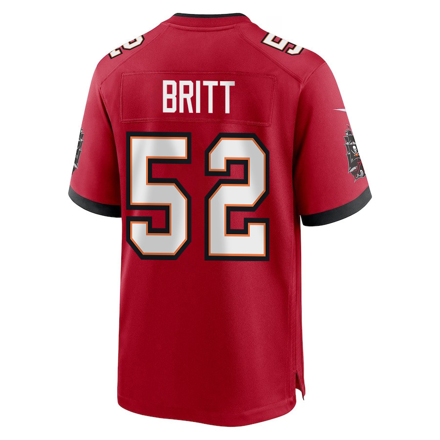 K.J. Britt 52 Tampa Bay Buccaneers Super Bowl LIX New Orleans Patch Game Men Jersey - Red