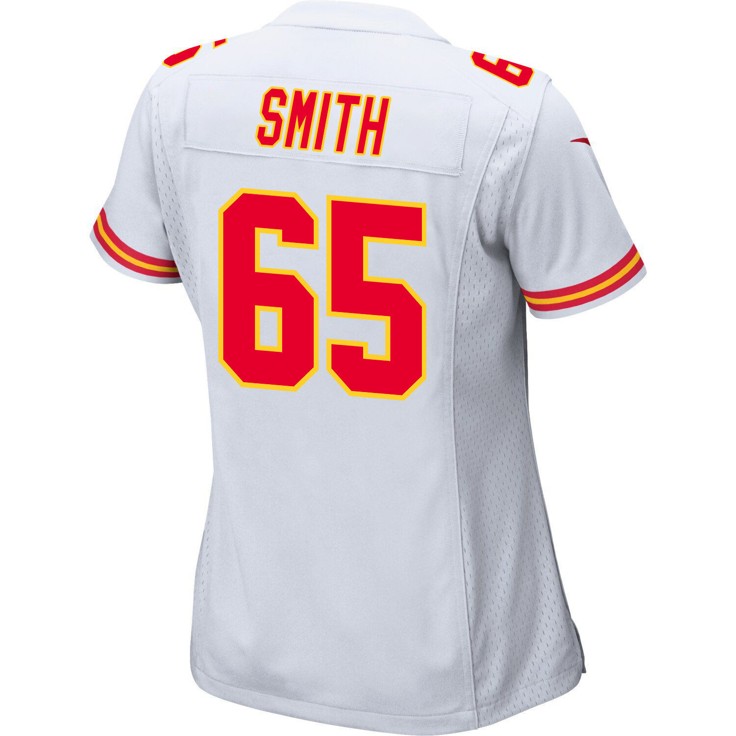 Trey Smith 65 Kansas City Chiefs Super Bowl LVIII Patch Game Women Jersey - White