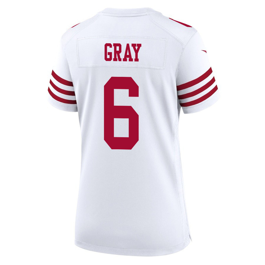Danny Gray 6 San Francisco 49ers Super Bowl LVIII Patch Game Women Jersey - White
