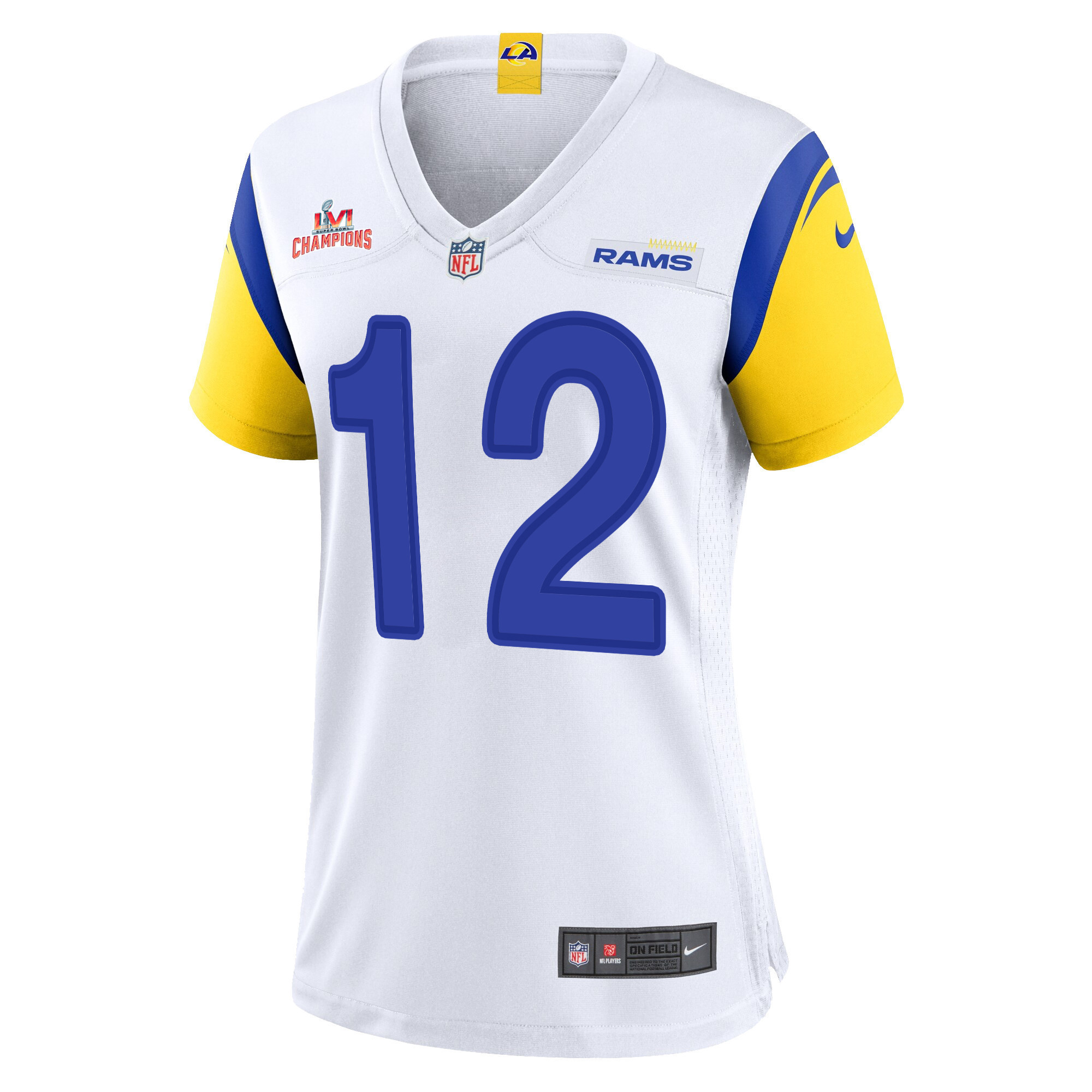 Super Bowl LVI Champions Los Angeles Rams Van Jefferson 12 White Women's Jersey Jersey