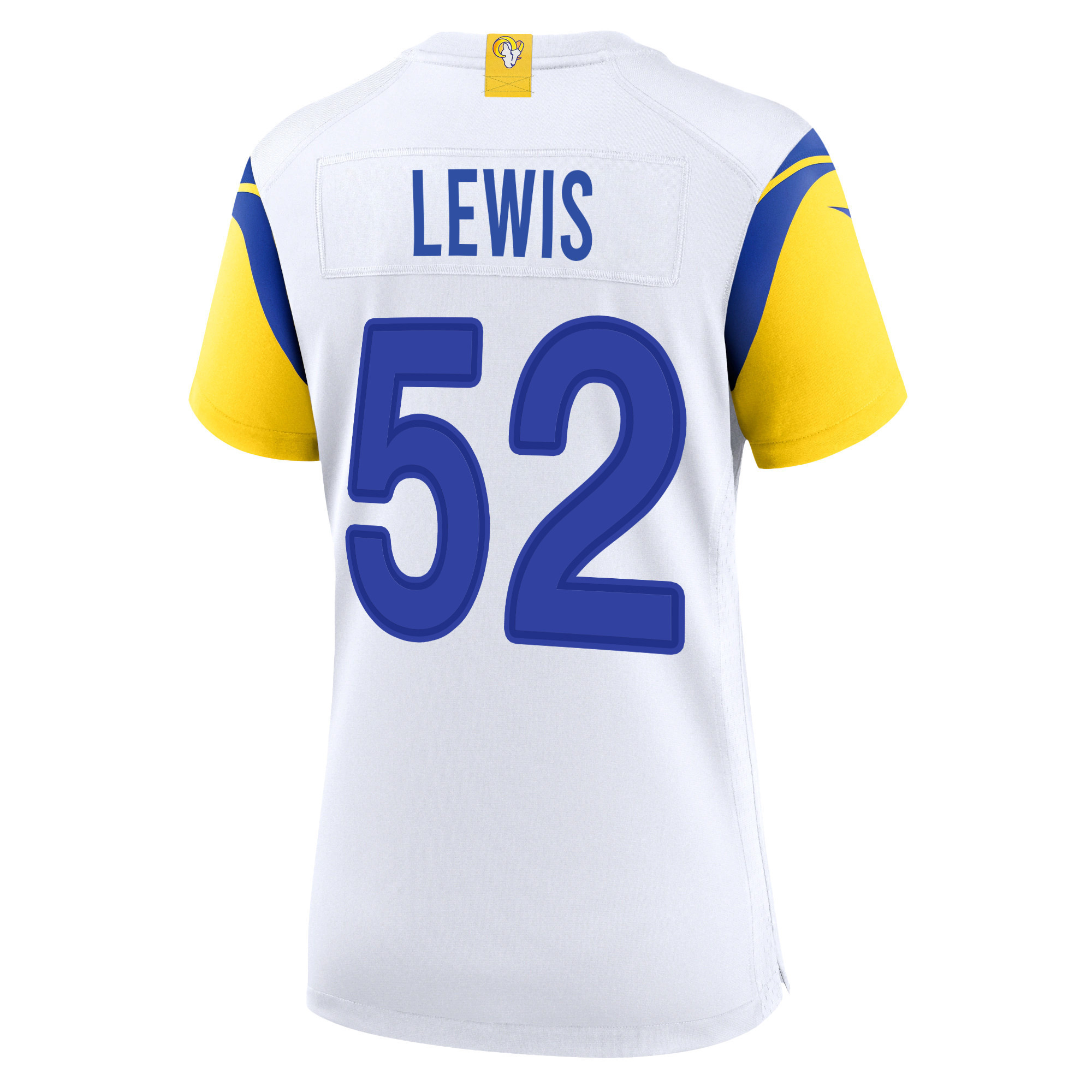 Super Bowl LVI Champions Los Angeles Rams Terrell Lewis 52 White Women's Jersey Jersey