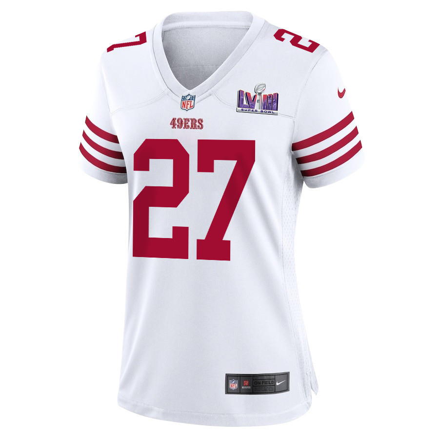 Ji'Ayir Brown 27 San Francisco 49ers Super Bowl LVIII Patch Game Women Jersey - White