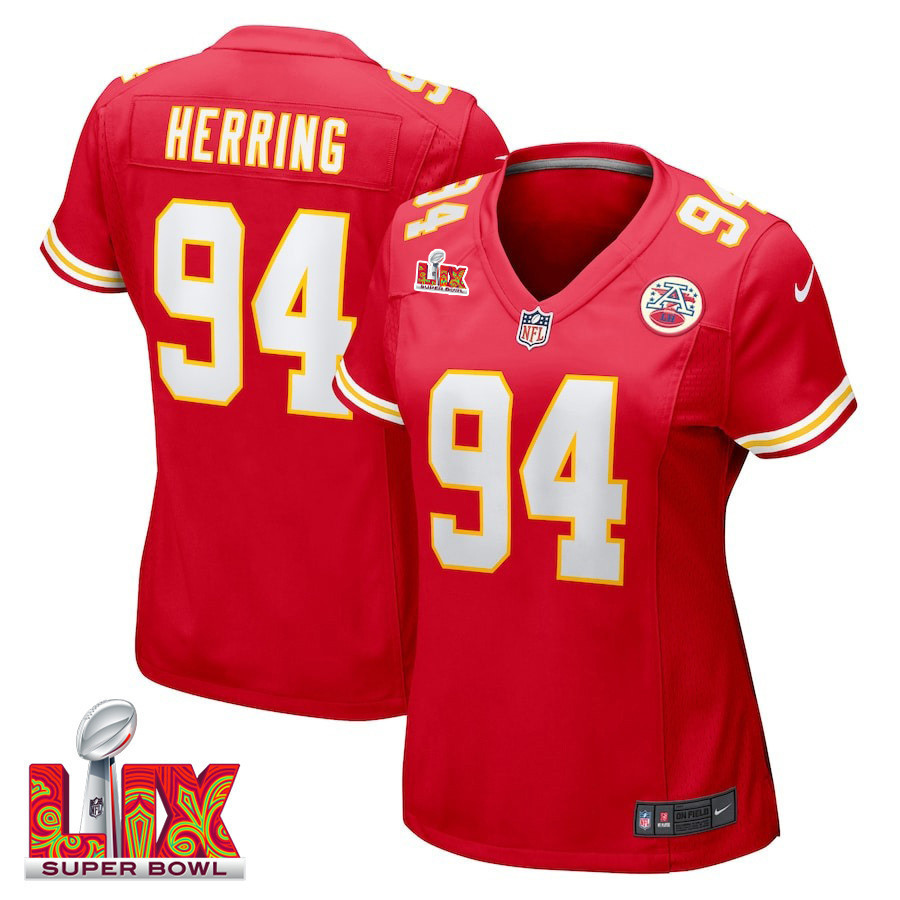 Malik Herring #94 Kansas City Chiefs Super Bowl LIX Women's Jersey - Red